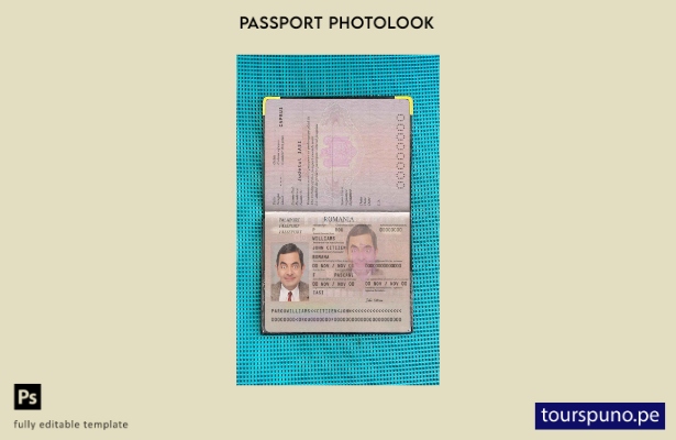 Listo para imprimir la plantilla de aspecto fotográfico actual del pase de Ruman